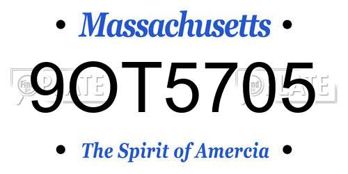 9OT5705 Massachusetts License Plate