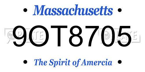 9OT8705 Massachusetts License Plate