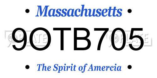 9OTB705 Massachusetts License Plate