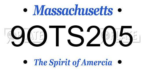 9OTS205 Massachusetts License Plate