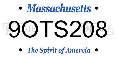 9OTS208 Massachusetts License Plate