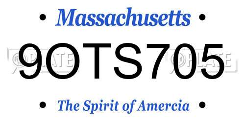 9OTS705 Massachusetts License Plate
