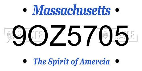 9OZ5705 Massachusetts License Plate