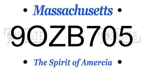 9OZB705 Massachusetts License Plate