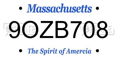 9OZB708 Massachusetts License Plate