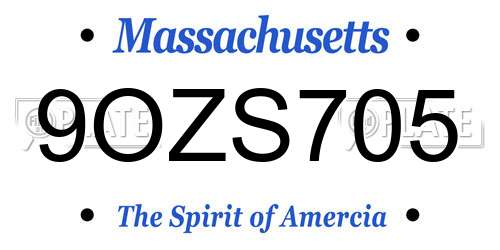 9OZS705 Massachusetts License Plate