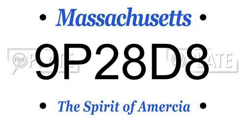 9P28D8 Massachusetts License Plate