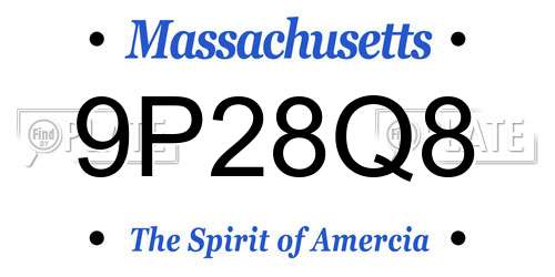 9P28Q8 Massachusetts License Plate