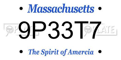 9P33T7 Massachusetts License Plate