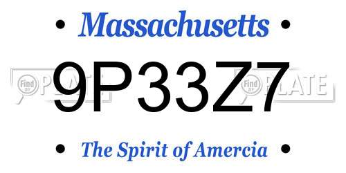 9P33Z7 Massachusetts License Plate
