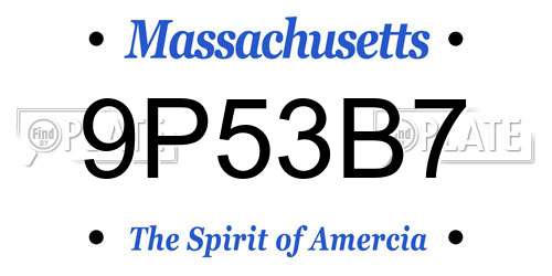 9P53B7 Massachusetts License Plate