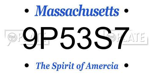 9P53S7 Massachusetts License Plate