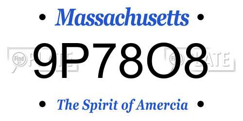 9P78O8 Massachusetts License Plate