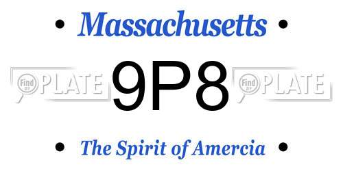 9P8 Massachusetts License Plate