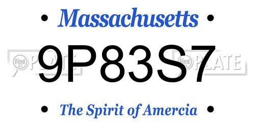 9P83S7 Massachusetts License Plate