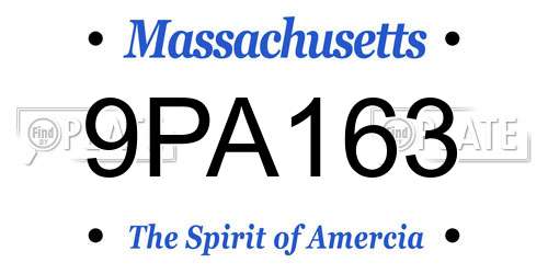 9PA163 Massachusetts License Plate