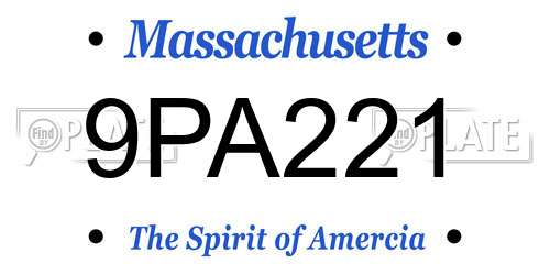 9PA221 Massachusetts License Plate