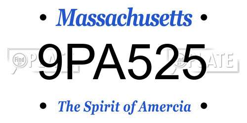 9PA525 Massachusetts License Plate