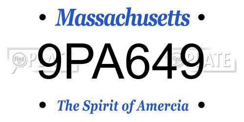 9PA649 Massachusetts License Plate