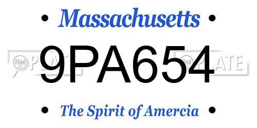 9PA654 Massachusetts License Plate