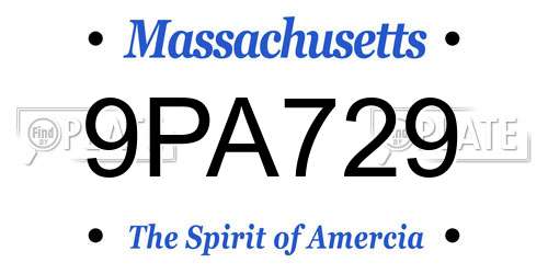 9PA729 Massachusetts License Plate