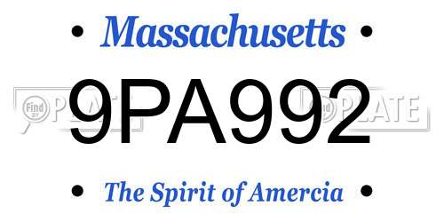 9PA992 Massachusetts License Plate