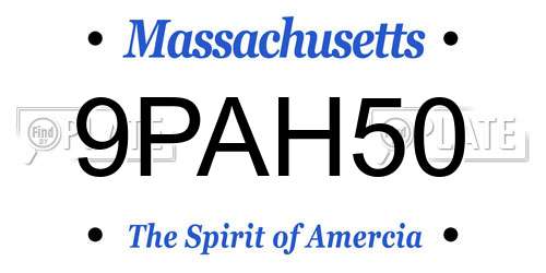 9PAH50 Massachusetts License Plate