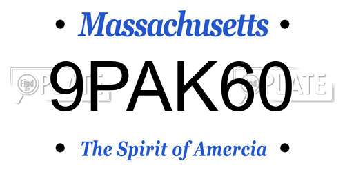9PAK60 Massachusetts License Plate