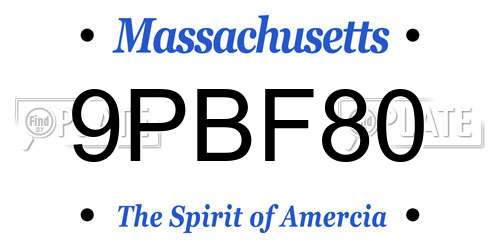 9PBF80 Massachusetts License Plate