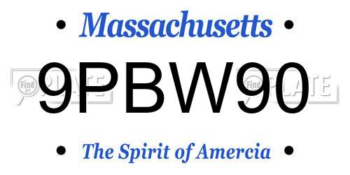 9PBW90 Massachusetts License Plate