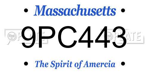 9PC443 Massachusetts License Plate