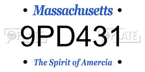 9PD431 Massachusetts License Plate