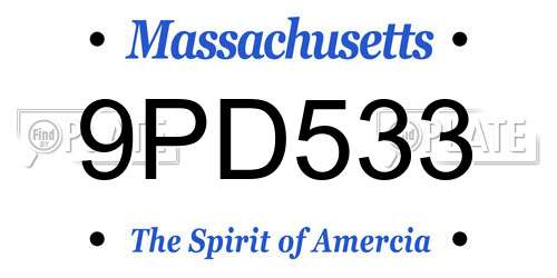 9PD533 Massachusetts License Plate