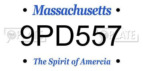 9PD557 Massachusetts License Plate