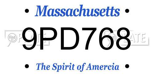 9PD768 Massachusetts License Plate
