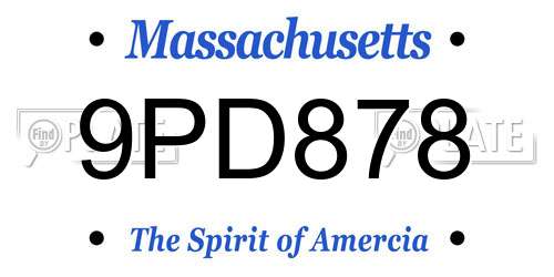 9PD878 Massachusetts License Plate