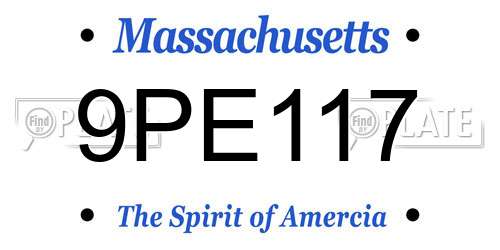 9PE117 Massachusetts License Plate