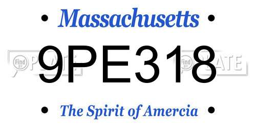 9PE318 Massachusetts License Plate