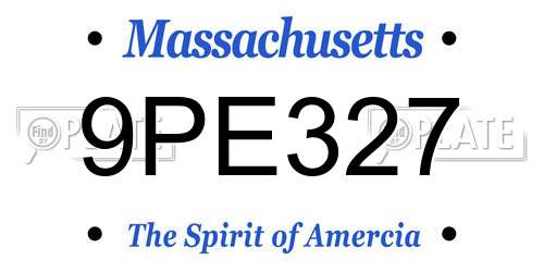 9PE327 Massachusetts License Plate