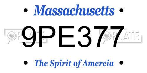 9PE377 Massachusetts License Plate