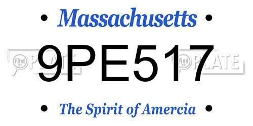 9PE517 Massachusetts License Plate
