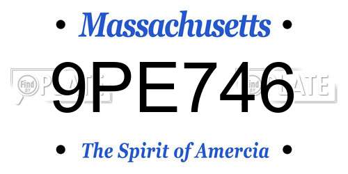 9PE746 Massachusetts License Plate
