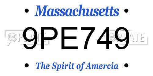 9PE749 Massachusetts License Plate