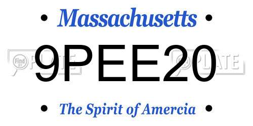 9PEE20 Massachusetts License Plate