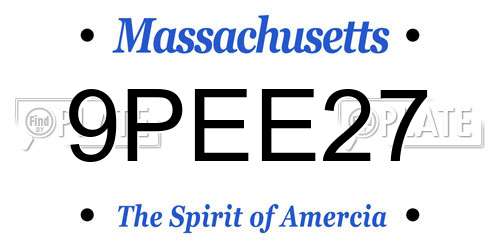 9PEE27 Massachusetts License Plate