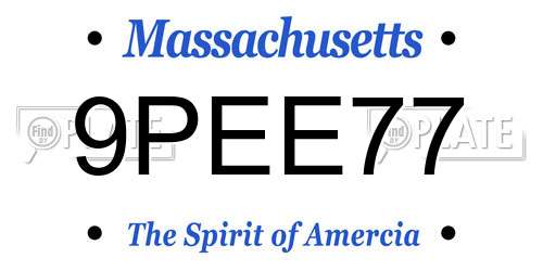 9PEE77 Massachusetts License Plate