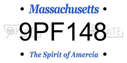 9PF148 Massachusetts License Plate