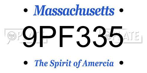 9PF335 Massachusetts License Plate