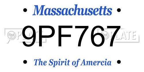 9PF767 Massachusetts License Plate
