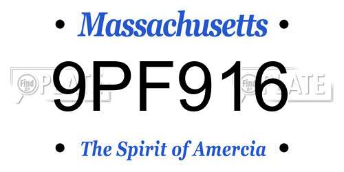 9PF916 Massachusetts License Plate